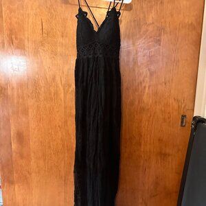 Black lace halter top dress